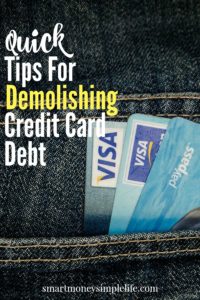 Beat money-stress by paying off your debt with these quick tips for demolishing your credit card debt.